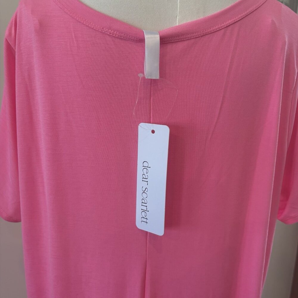 NEW Dear Scarlett Women's XL Stretchy HOT NEON PINK Maxi Beachy Vacation Dress - Picture 6 of 6
